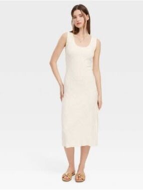 NWT Roller Rabbit Cream Sleeveless Midi Dress